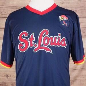 St. Louis Cardinals Shirt XL Navy Baseball Script Jersey SGA Stadium Giveaway